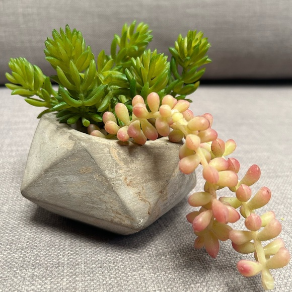 2-pcs Concrete Isohedron Planter/Pot/Votive/Spice Holder Handmade MCM #0920247 - Picture 2 of 10